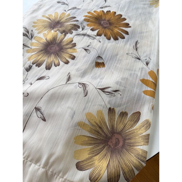 Vintage 1970s cream curtain, large brown, orange flowers, pleated, price for 1 - Picture 7 of 10